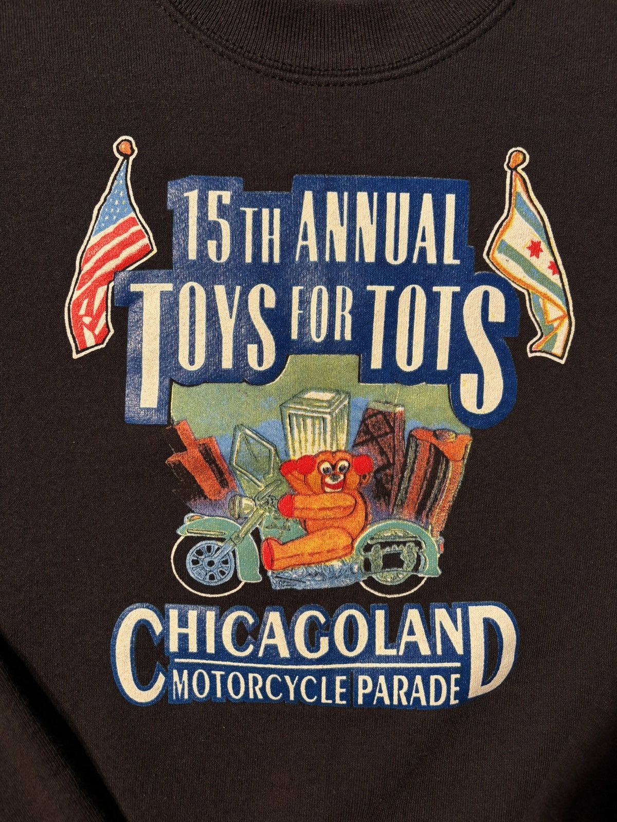 Harley Davidson Vtg Chicago 1992 Toys For Tots Motorcycle Chopper Sweatshirt Size US XL / EU 56 / 4 - 2 Thumbnail
