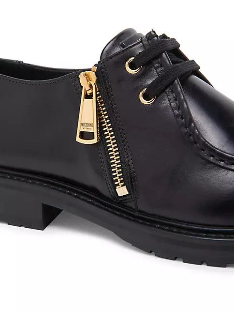 Moschino o1y0225 Leather Laced Shoes in Black Size US 11 / EU 44 - 5 Thumbnail