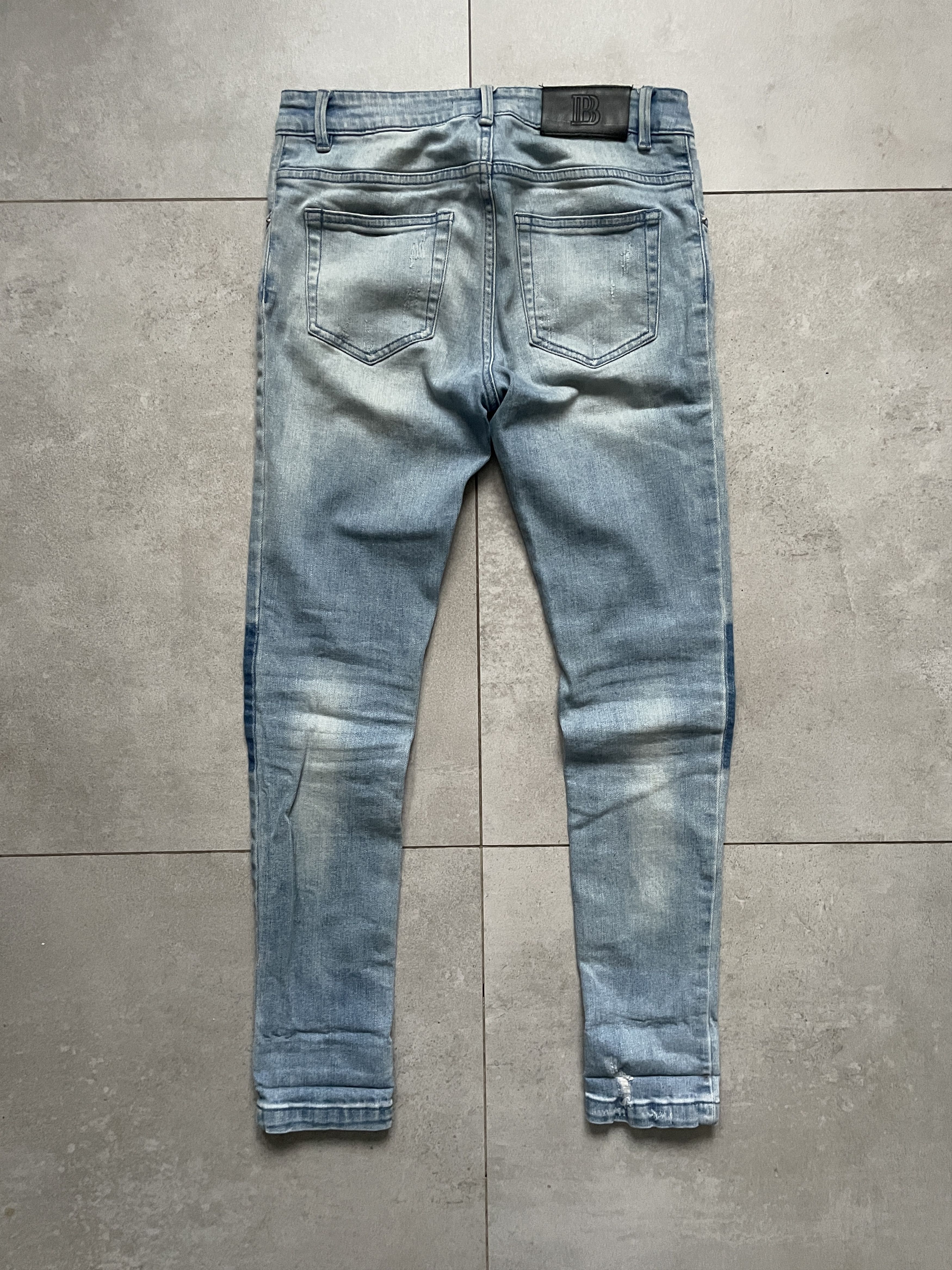 Balmain BALMAIN LIGHT WASHED PATCHED BIKER SLIM FIT SKINNY JEANS Size US 30 / EU 46 - 2 Thumbnail