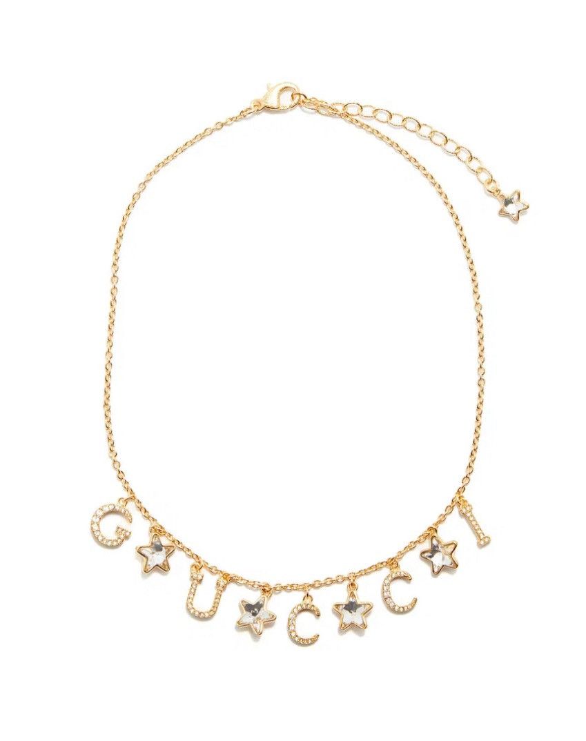 Gucci Gucci Script Star Detail Crystal Stone Necklace Metal Size ONE SIZE - 8 Thumbnail