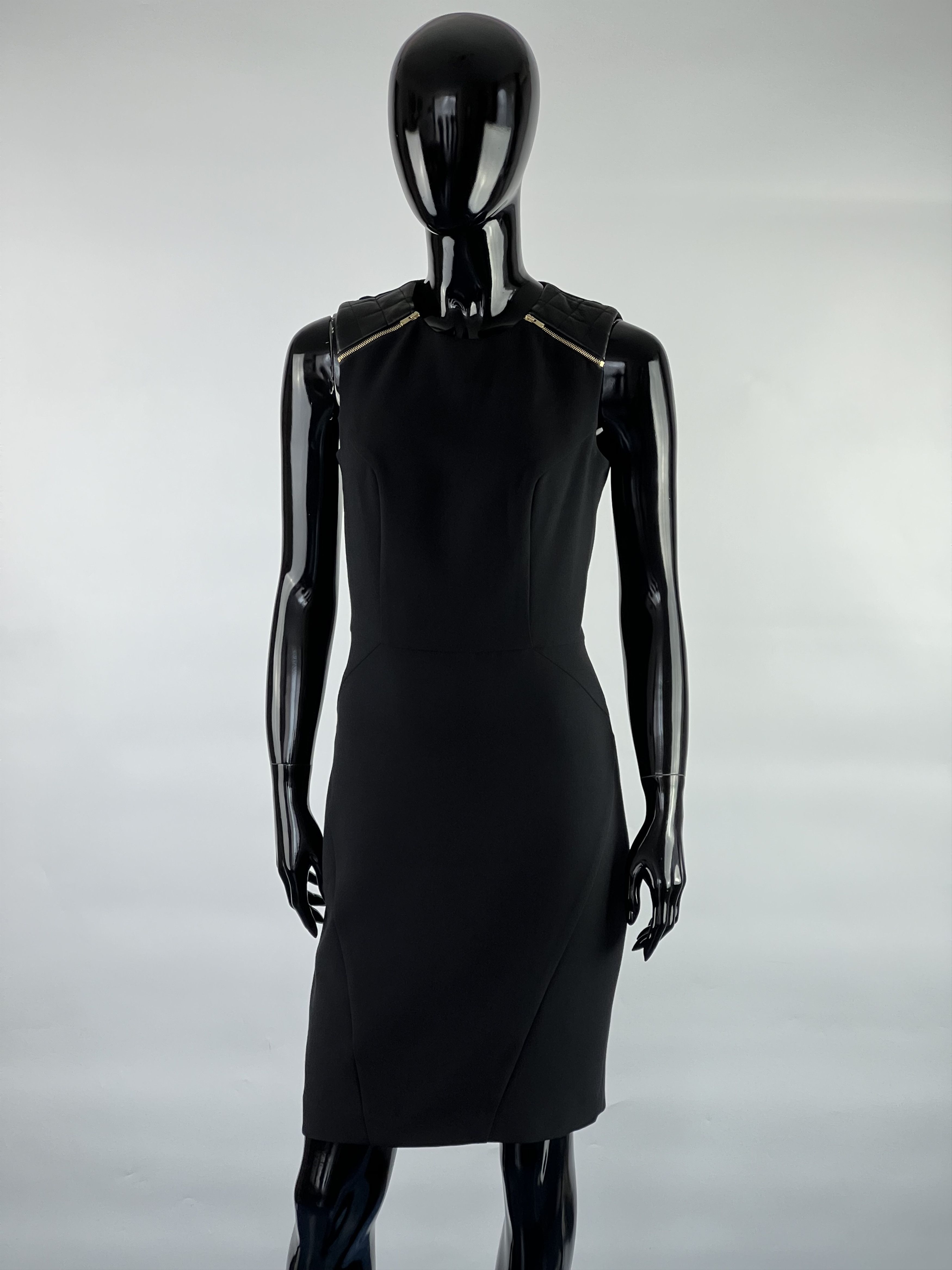 Sandro Sandro Black Sleeveless Dress Size 1 Leather Details Size S / US 4 / IT 40 - 1 Thumbnail