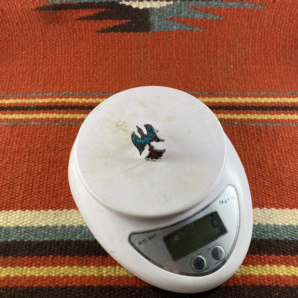 Kapital × Vintage Vtg Navajo Sterling Turquoise Coral Chunky Peyote Bird Ring Size ONE SIZE - 9 Thumbnail