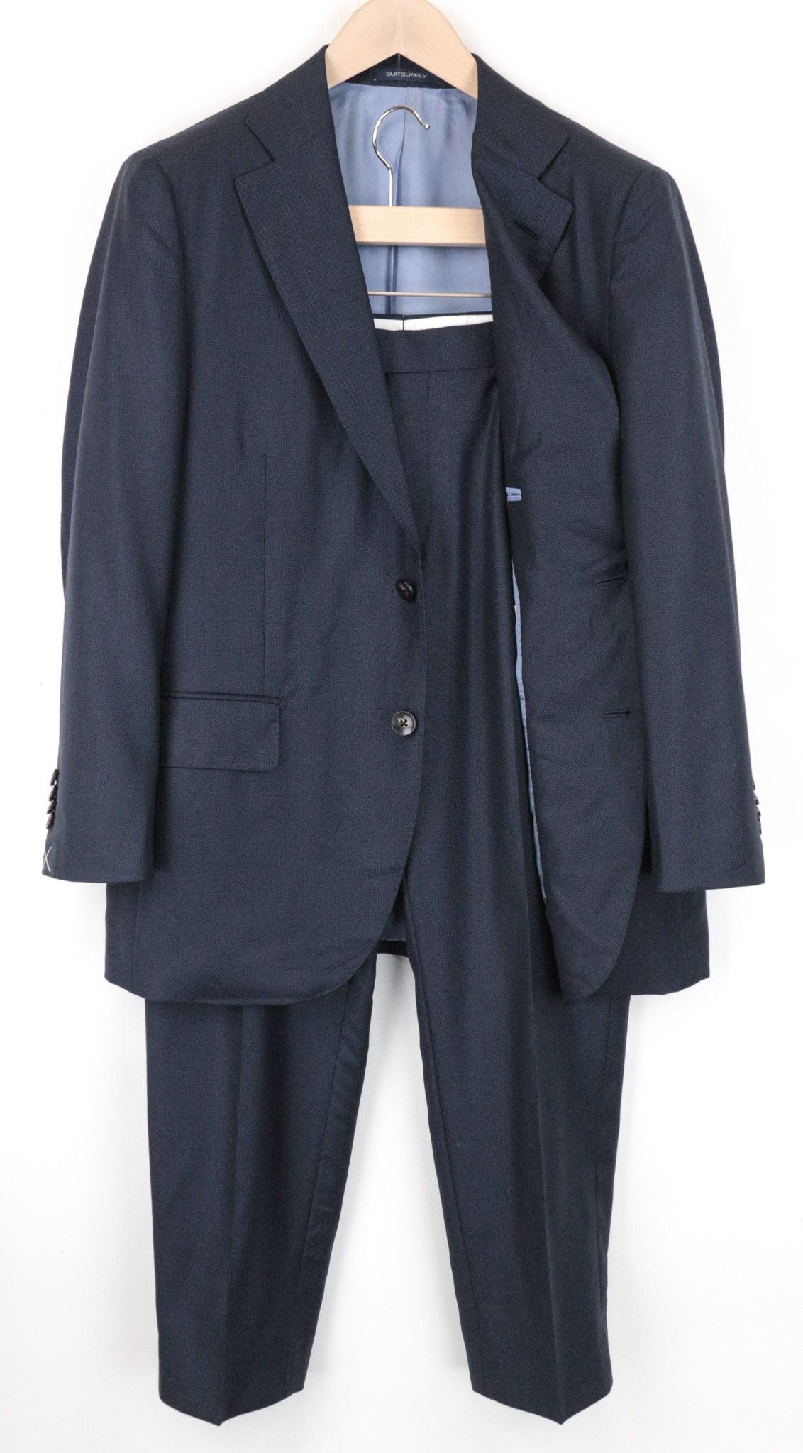 image of Suitsupply La Spalla Uk42S Melange Blue Slim Wool Perennial Suit 68672, Men's