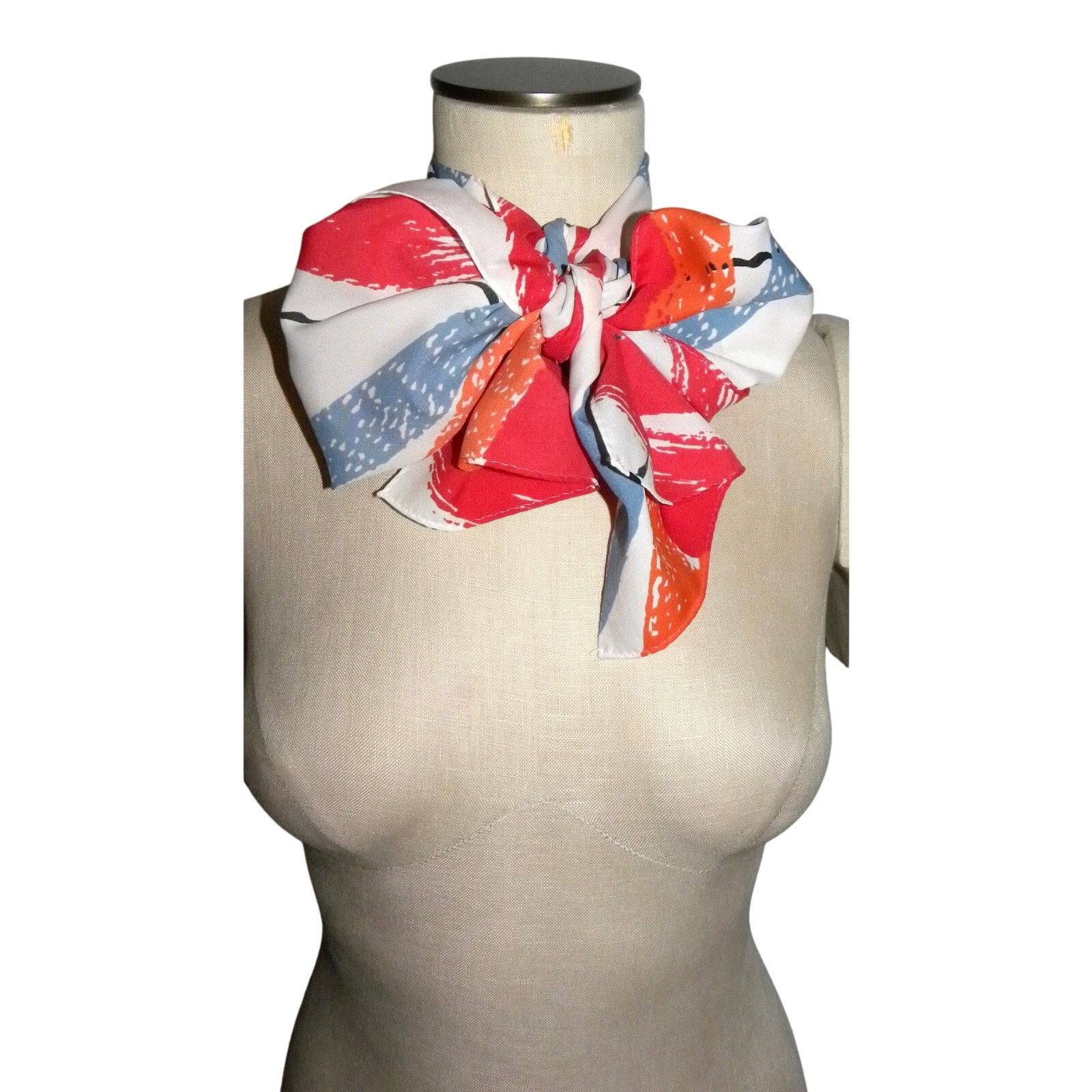 Vintage 70s Neck Scarf Bow Bold MOD Hair Scarf | 53" x 9.25" Size ONE SIZE - 4 Thumbnail
