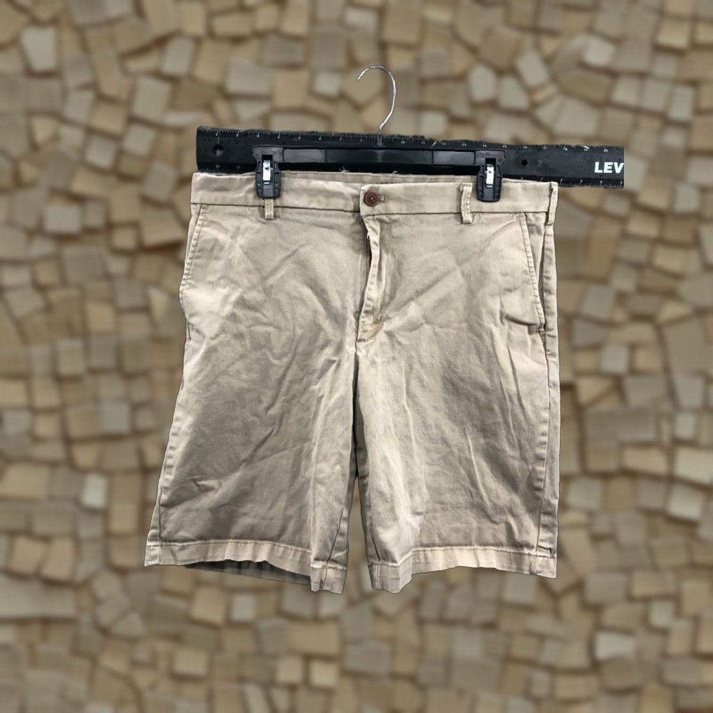 Izod IZOD Bermuda Shorts Mens 33 Beige Mid Rise 10in Inseam 5-Pocket Knit Cotton Blend Flat Front Regular Size US 33 - 1 Thumbnail