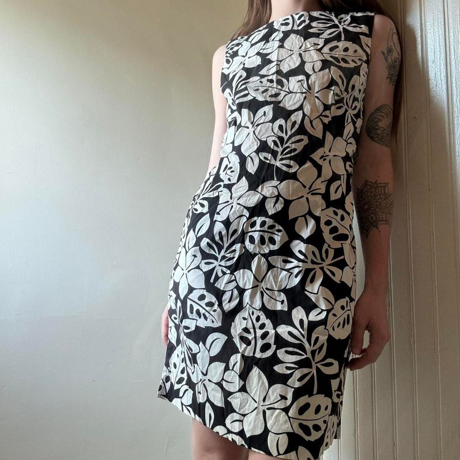 Other Vintage Amanda Smith Petite Black White Tropical Dress 4P Size S / US 4 / IT 40 - 1 Preview