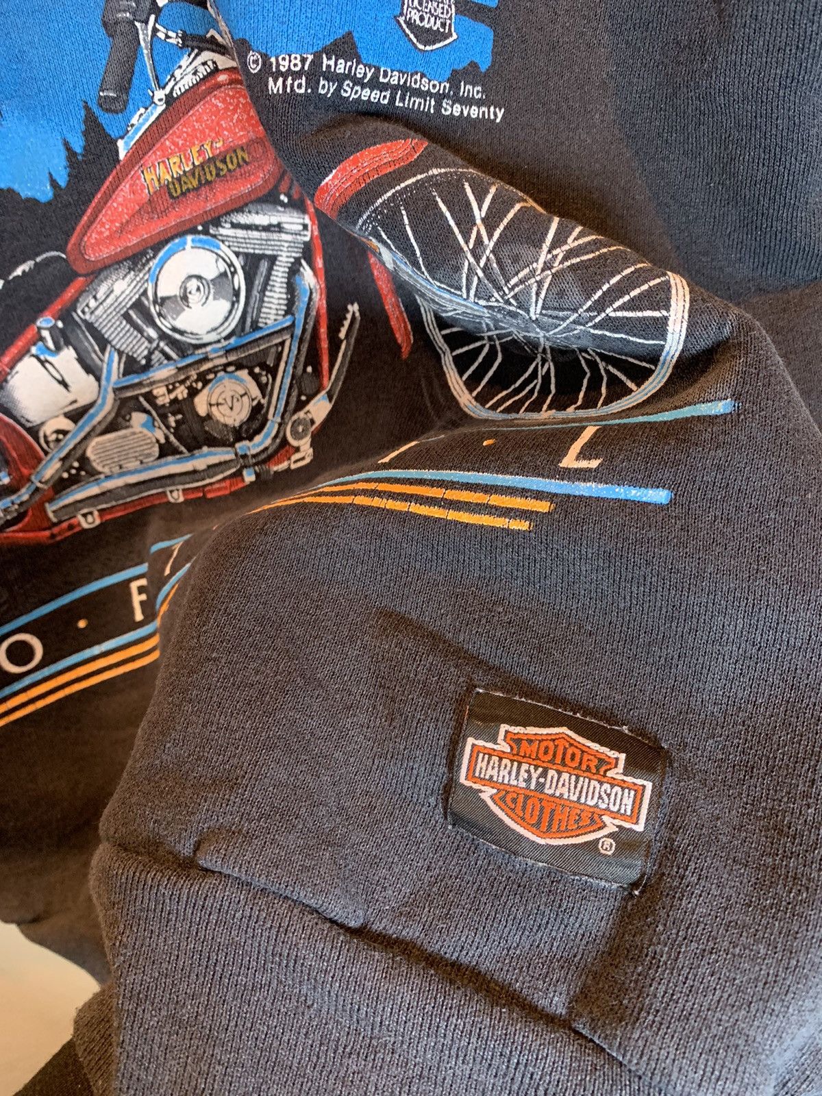 Harley Davidson × Vintage *RARE* Vintage 80s Harley Davidson SofTail Biker Sweatshirt Size US XL / EU 56 / 4 - 5 Thumbnail
