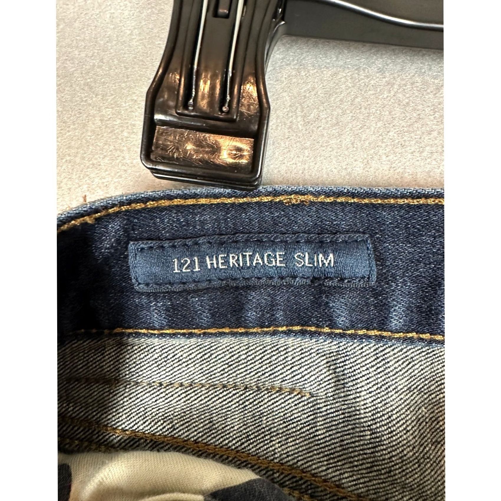 Lucky Brand Lucky Brand 121 Heritage Slim Jeans 36x32 Denim Blue Slim Stretch Mid Rise Mens Straight 5-Pocket Leather Patch Jeans Mens Size US 36 / EU 52 - 7 Thumbnail