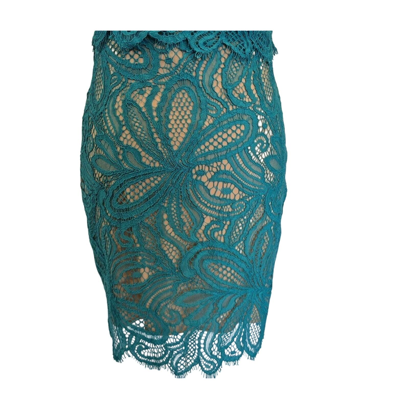 Nasty Gal Nasty Gal For Love and Lemons Teal Lace Top Skirt Set Small Size 28" / US 6 / IT 42 - 6 Thumbnail