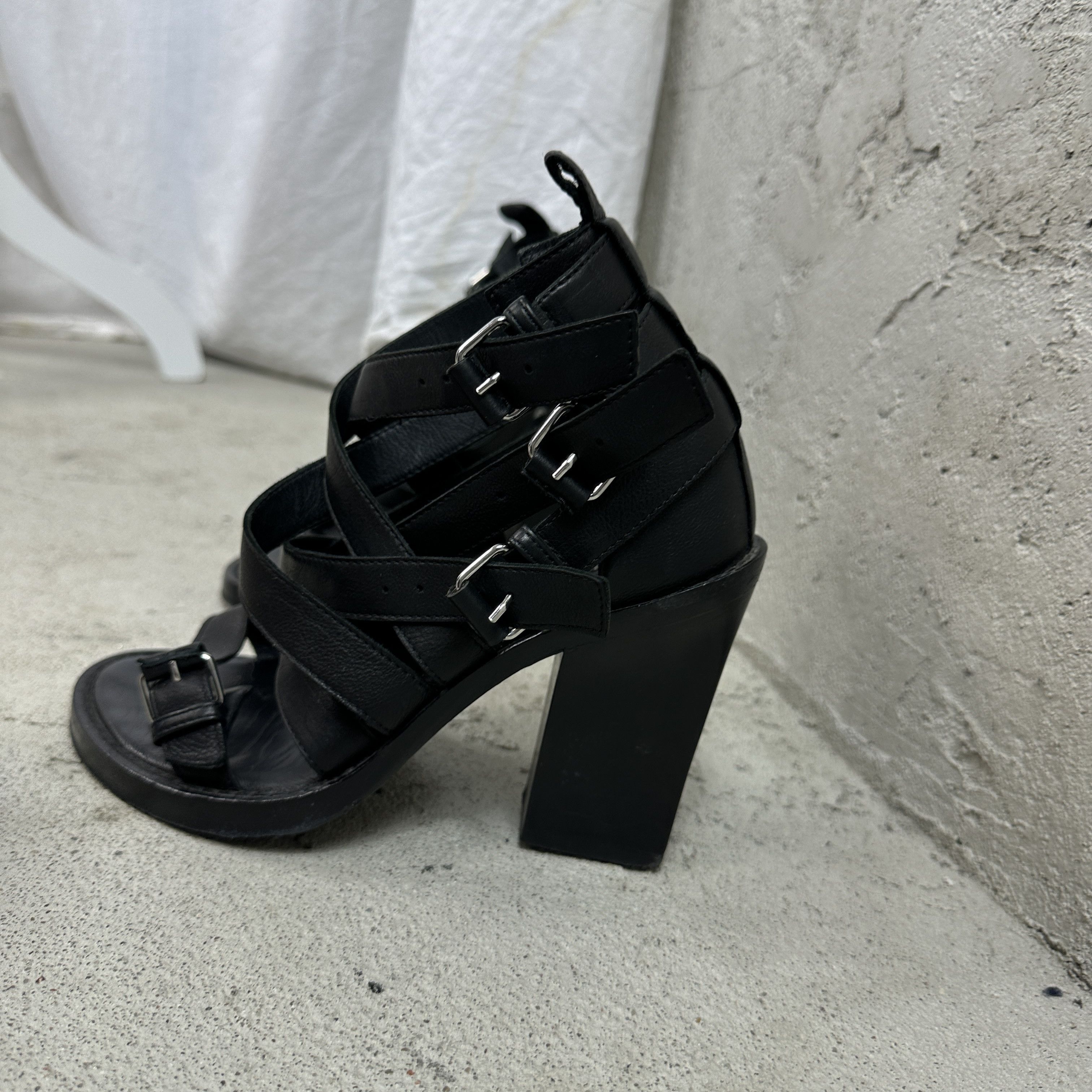 Ann Demeulemeester × Vintage Vintage Leather Opium Grunge Strapped Bondage Heels 00s Size US 7 / IT 37 - 9 Thumbnail