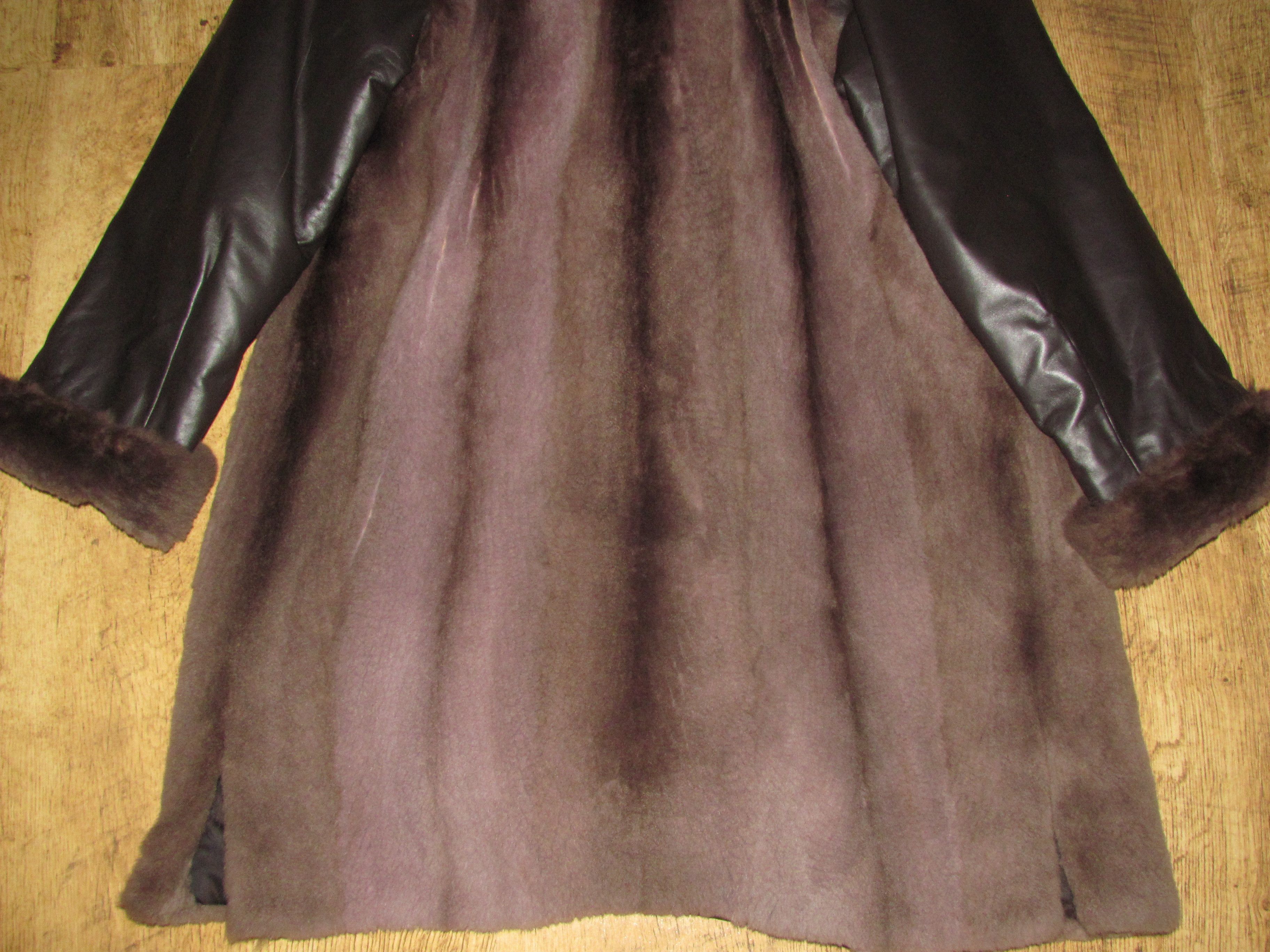 Vintage VINTAGE HOODED FUR COAT WITH LEATHER SLEEVES Size US M / EU 48-50 / 2 - 11 Thumbnail