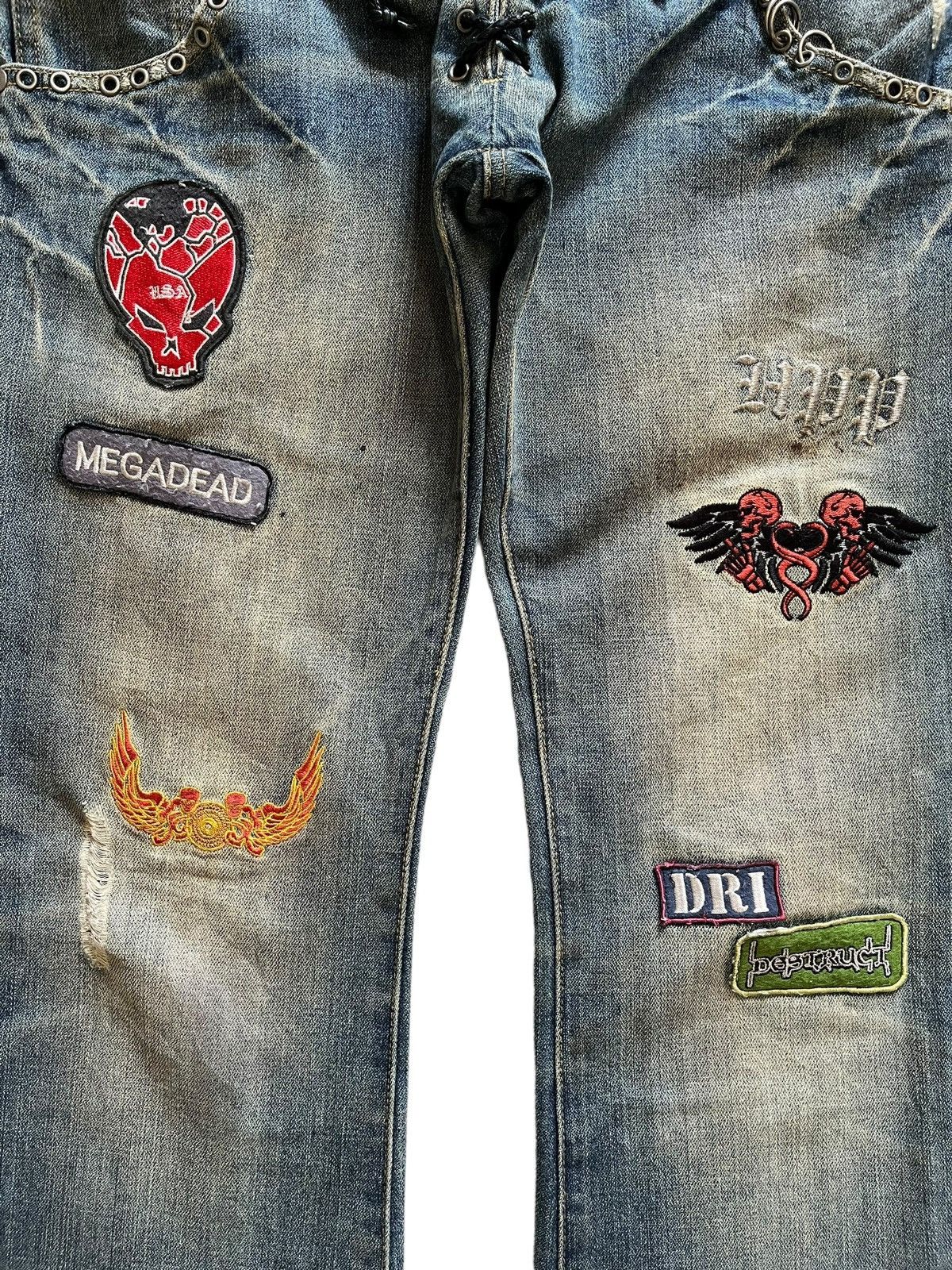 Seditionaries Vintage Japanese Laced Up Double Waist Mud Wash Flare Jeans Size US 30 / EU 46 - 5 Thumbnail