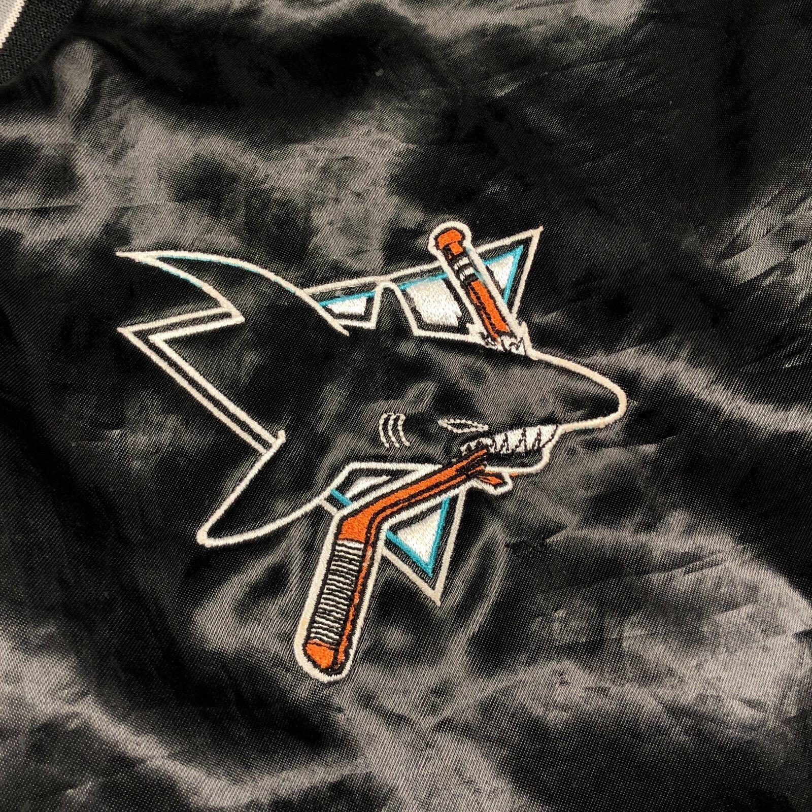 NHL × Swingster × Vintage Vintage NHL San Jose Sharks Swingster Black Satin Jacket Size US M / EU 48-50 / 2 - 4 Thumbnail