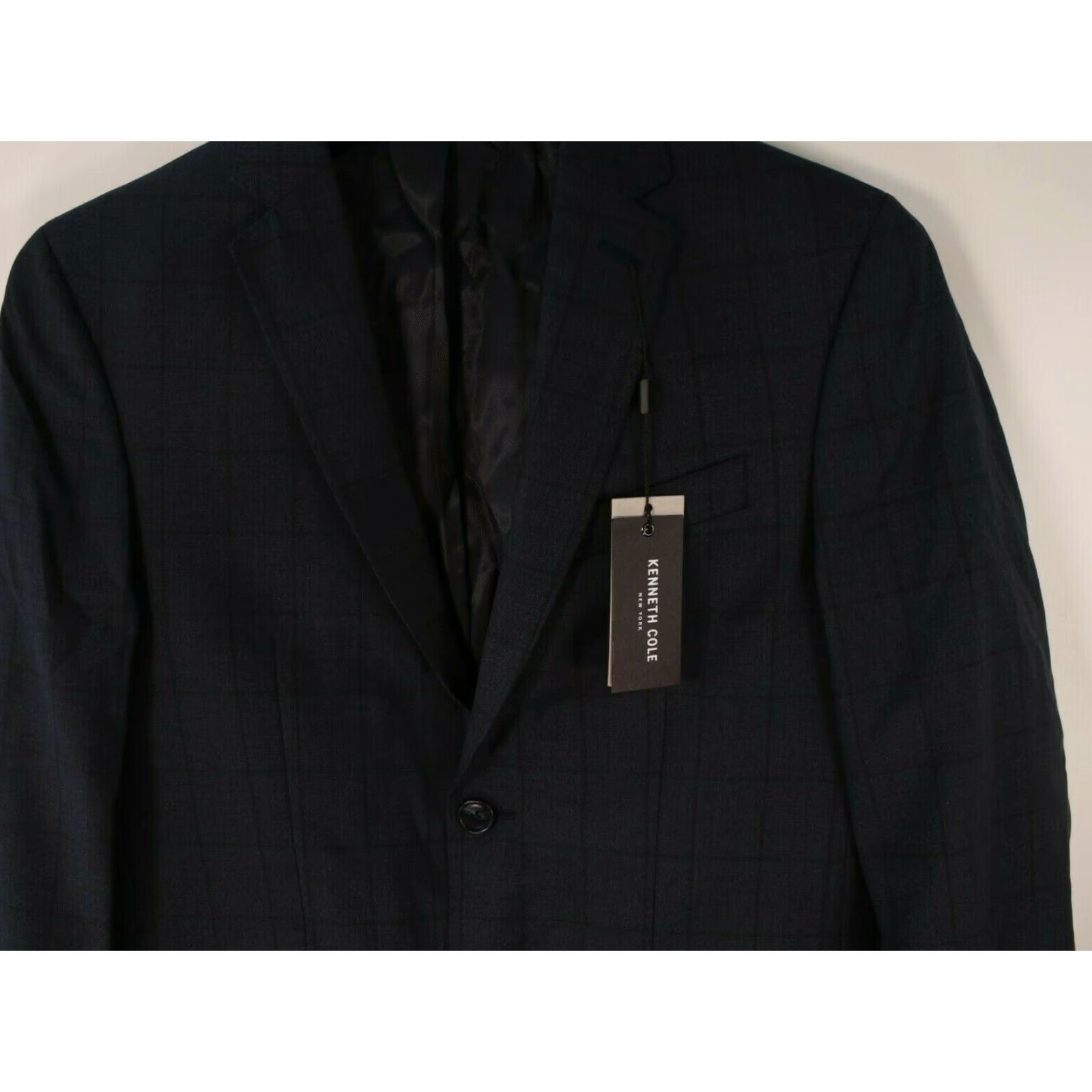 Kenneth Cole Kenneth Cole New York Jacket Mens 36 Short Slim Fit Navy Check 2-Button Size US 36 / EU 52 - 4 Thumbnail