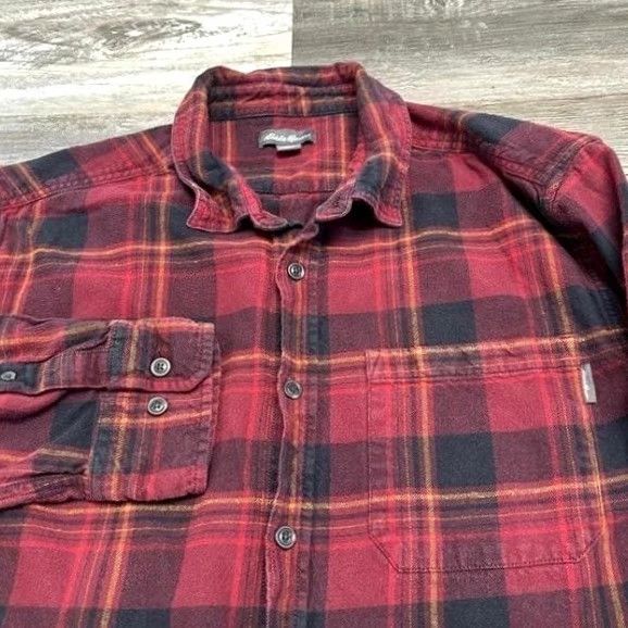 Eddie Bauer VINTAGE Eddie Bauer Maroon Mens XL Bristol Plaid Flannel Long Sleeve Button Up Shirt Size US XL / EU 56 / 4 - 2 Thumbnail