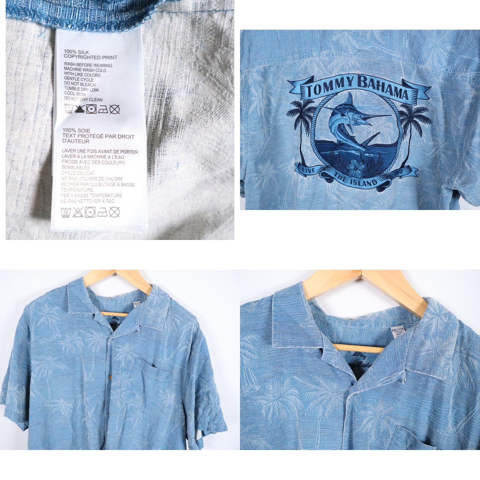Tommy Bahama Tommy Bahama Silk Loop Collar Shirt Men's 2XL Blue Live Island Life Embroidered Size US XXL / EU 58 / 5 - 8 Thumbnail