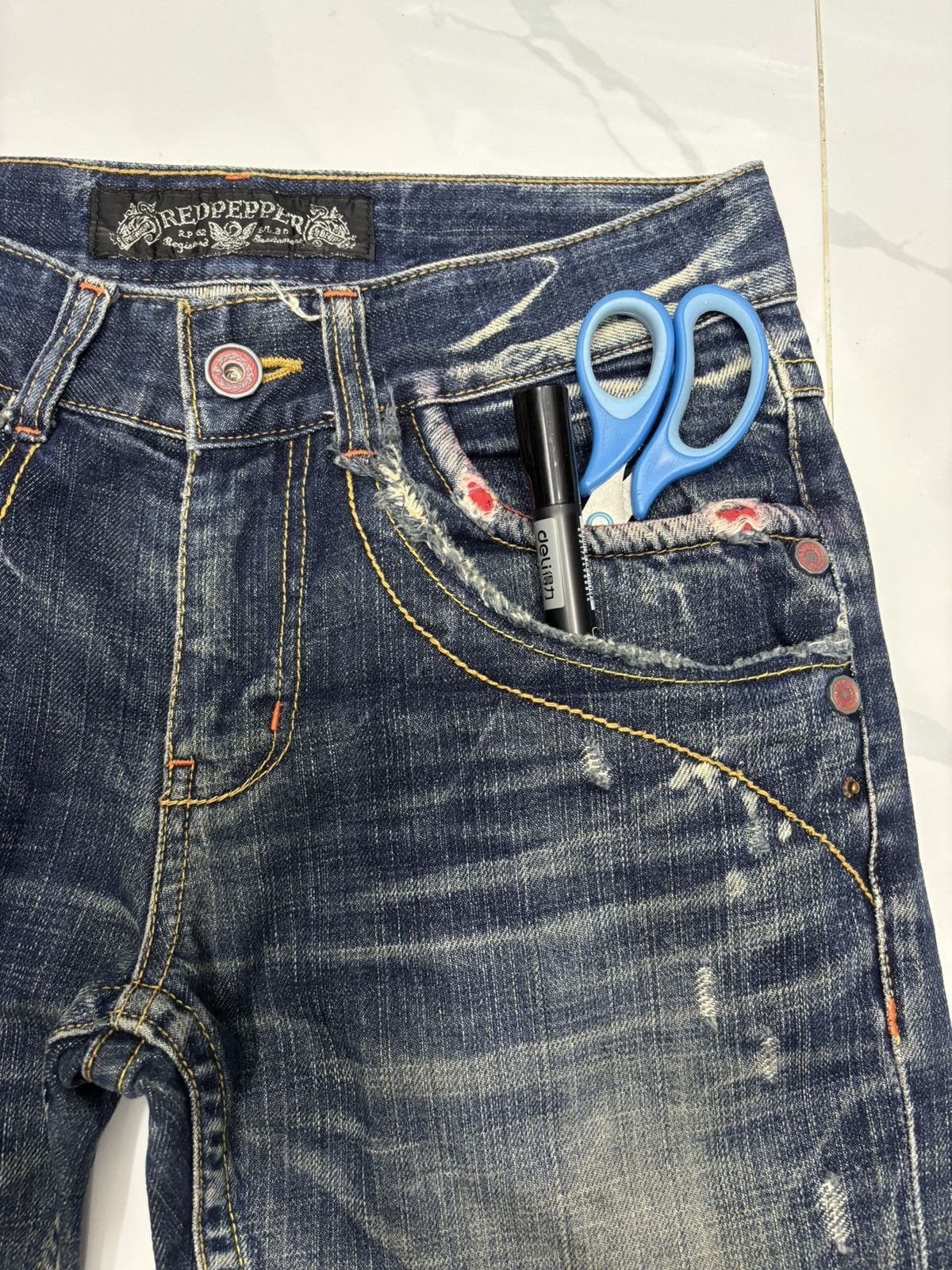 If Six Was Nine 🔥RED PEPPER DISTRESSED DENIM DOUBLE POCKET PUNK JEAN Size US 30 / EU 46 - 10 Thumbnail