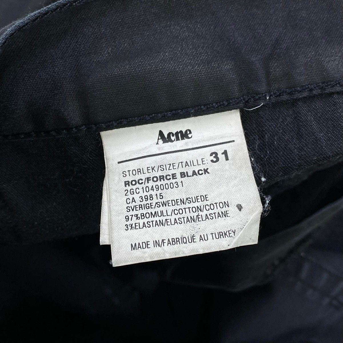 Acne Studios ROC Force Black Slim Straight Denim Jeans Size US 31 - 7 Thumbnail