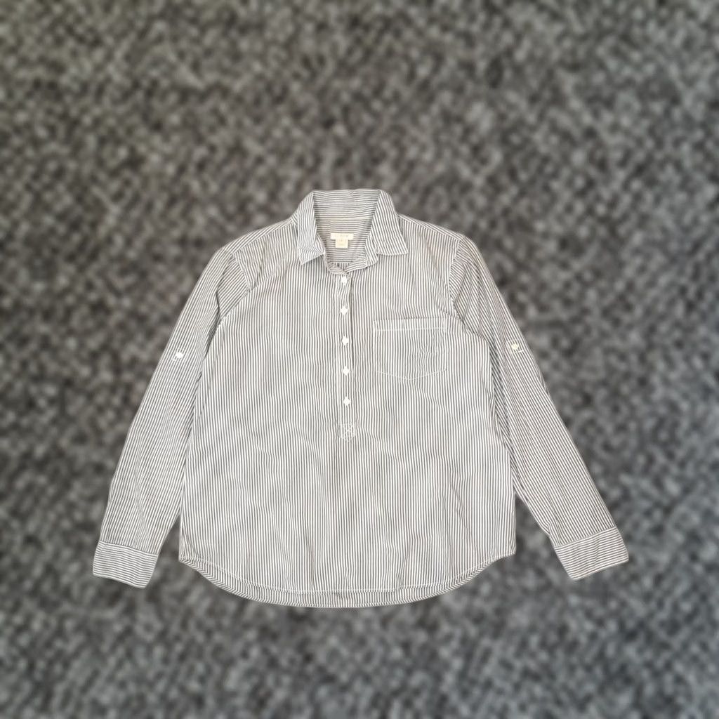 J.Crew J. CREW Womens Pullover Shirt Small Grey Pinstripe Cotton UK 10 Size S / US 4 / IT 40 - 1 Thumbnail