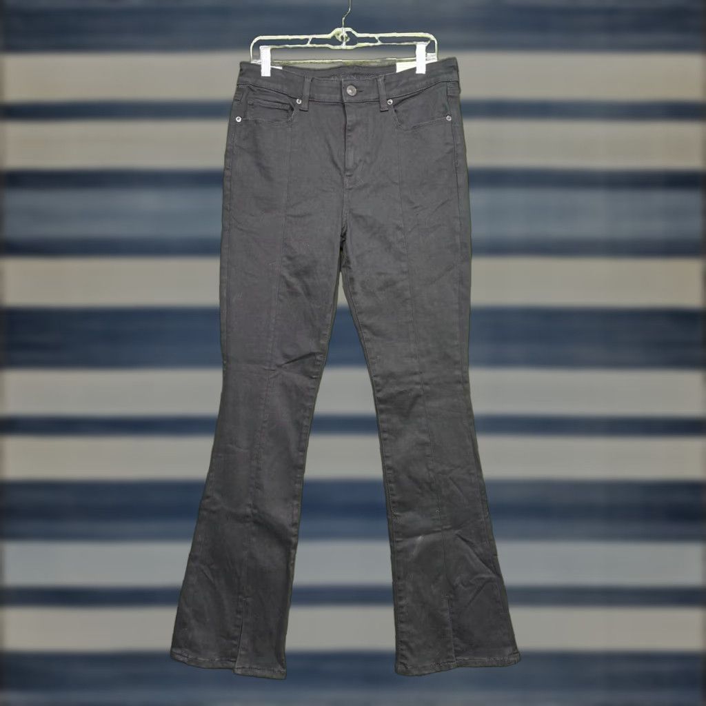 American Eagle Outfitters VINTAGE American Eagle Outfitters Jeans Womens 12 High Rise Skinny Kick Flare Black Denim NWT Size 34" / US 12 / IT 48 - 1 Thumbnail