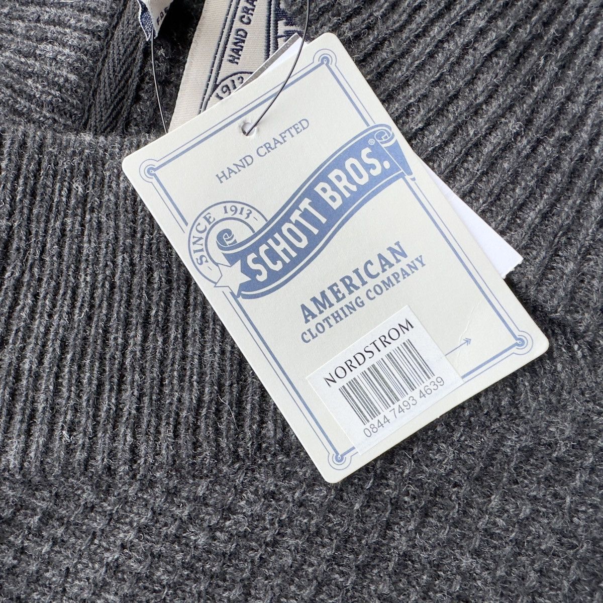 Schott Schott Bros. Mens Sweater V-Neck Shawl Waffle Knit Wool Size US L / EU 52-54 / 3 - 3 Thumbnail