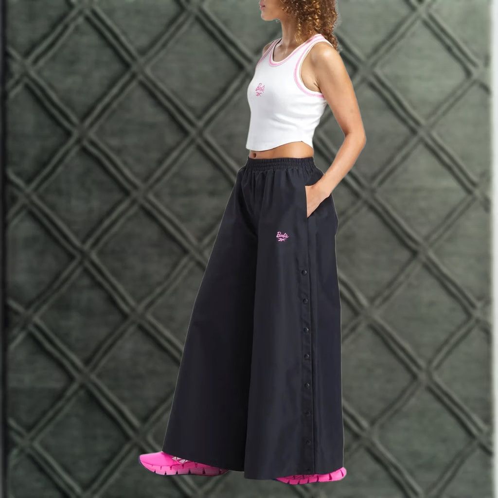 Reebok Reebok Pants Adult Small Black Barbie Energy Wide Leg Track Skater Punk Jenco Womens Size 28" / US 6 / IT 42 - 1 Thumbnail