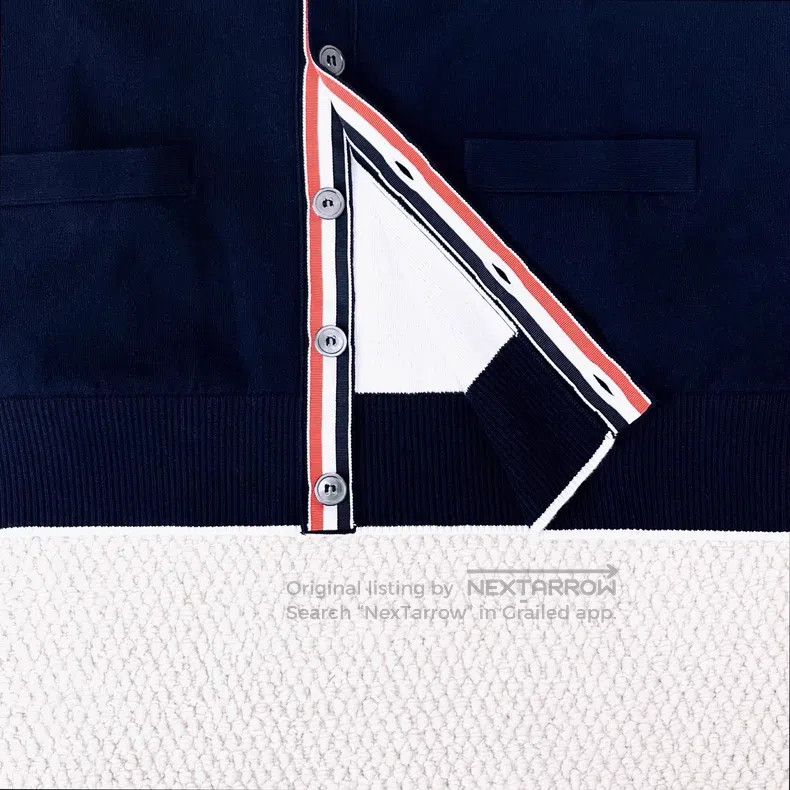 Thom Browne Thom Browne Navy, Gray Stripe Retro Collar Colorblock Back Size US M / EU 48-50 / 2 - 5 Thumbnail