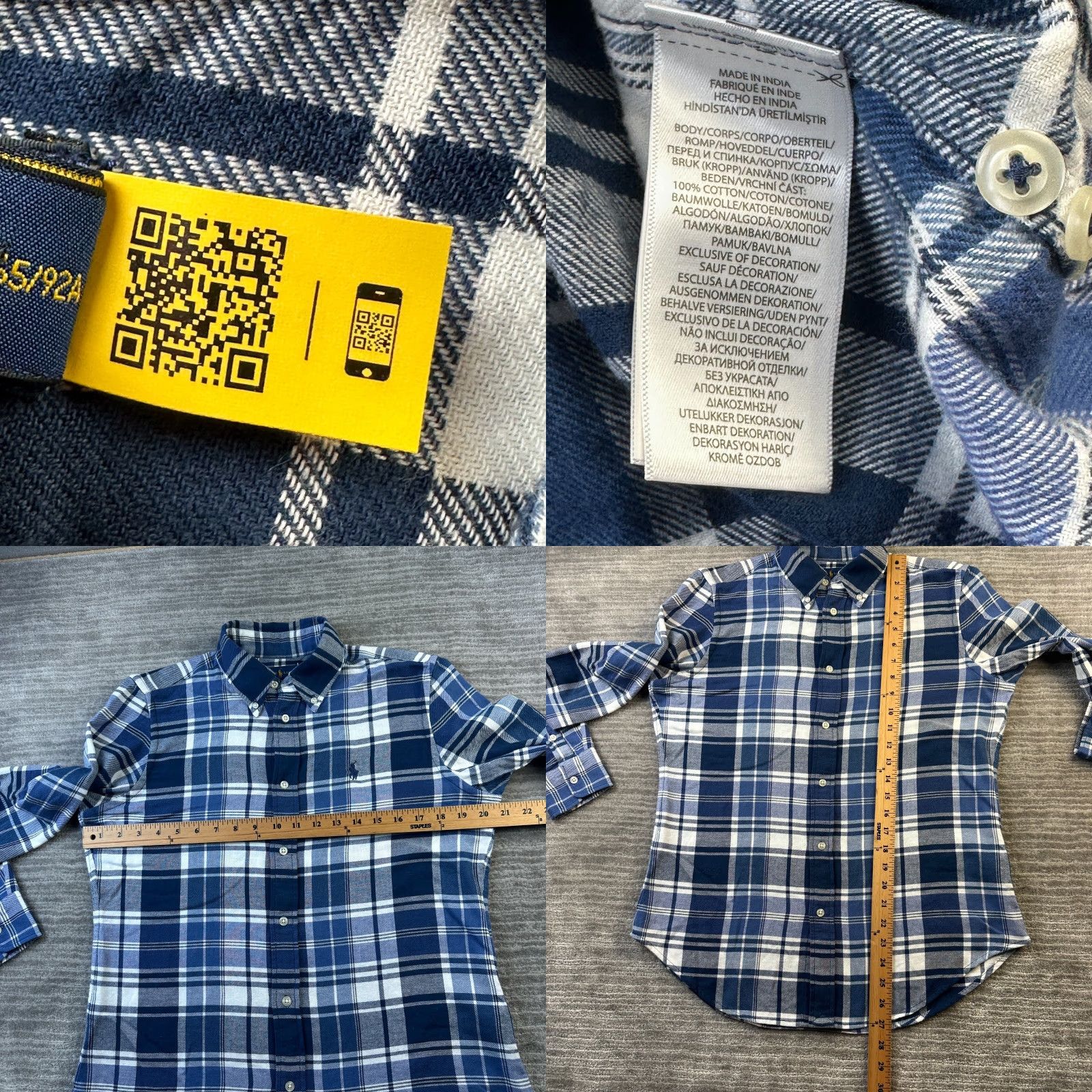 Polo Ralph Lauren Ralph Lauren Shirt Polo Button-Up Plaid Blue Medium Mens Classic Fit Size US M / EU 48-50 / 2 - 8 Thumbnail