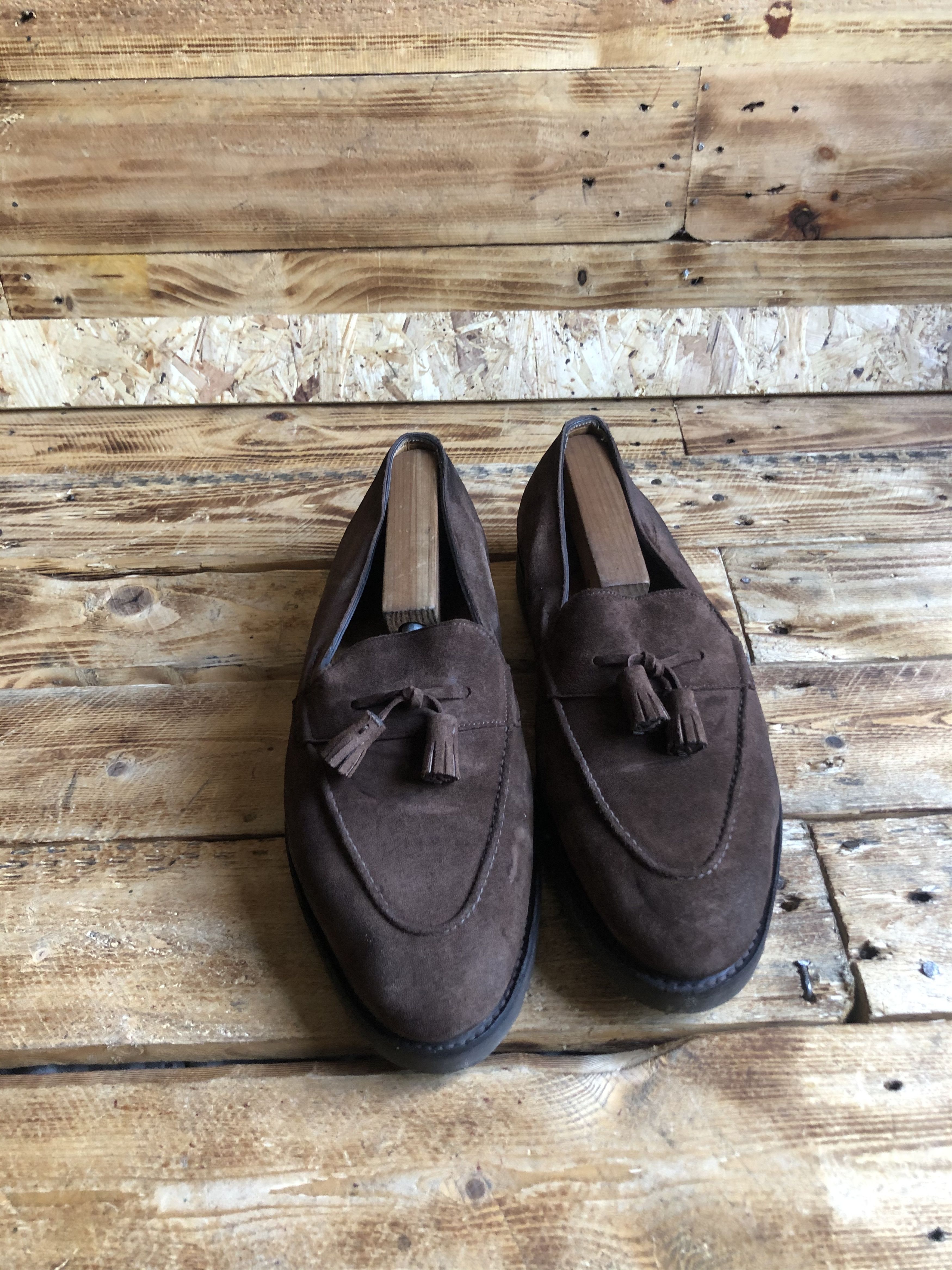 John Lobb Dark Brown Suede Tassel Loafers Lopez Dark Brown Suede – Double Monk main image 3