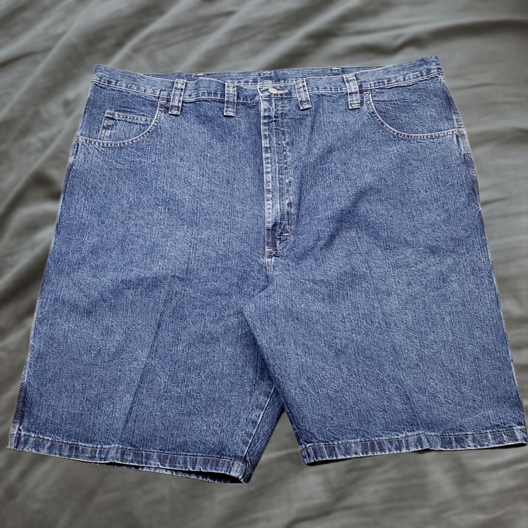 Wrangler Wrangler Mens Blue Carpenter Shorts 48 Denim High Rise Flat Front Bermuda 5-Pocket Regular Fit Size US 32 / EU 48 - 1 Thumbnail