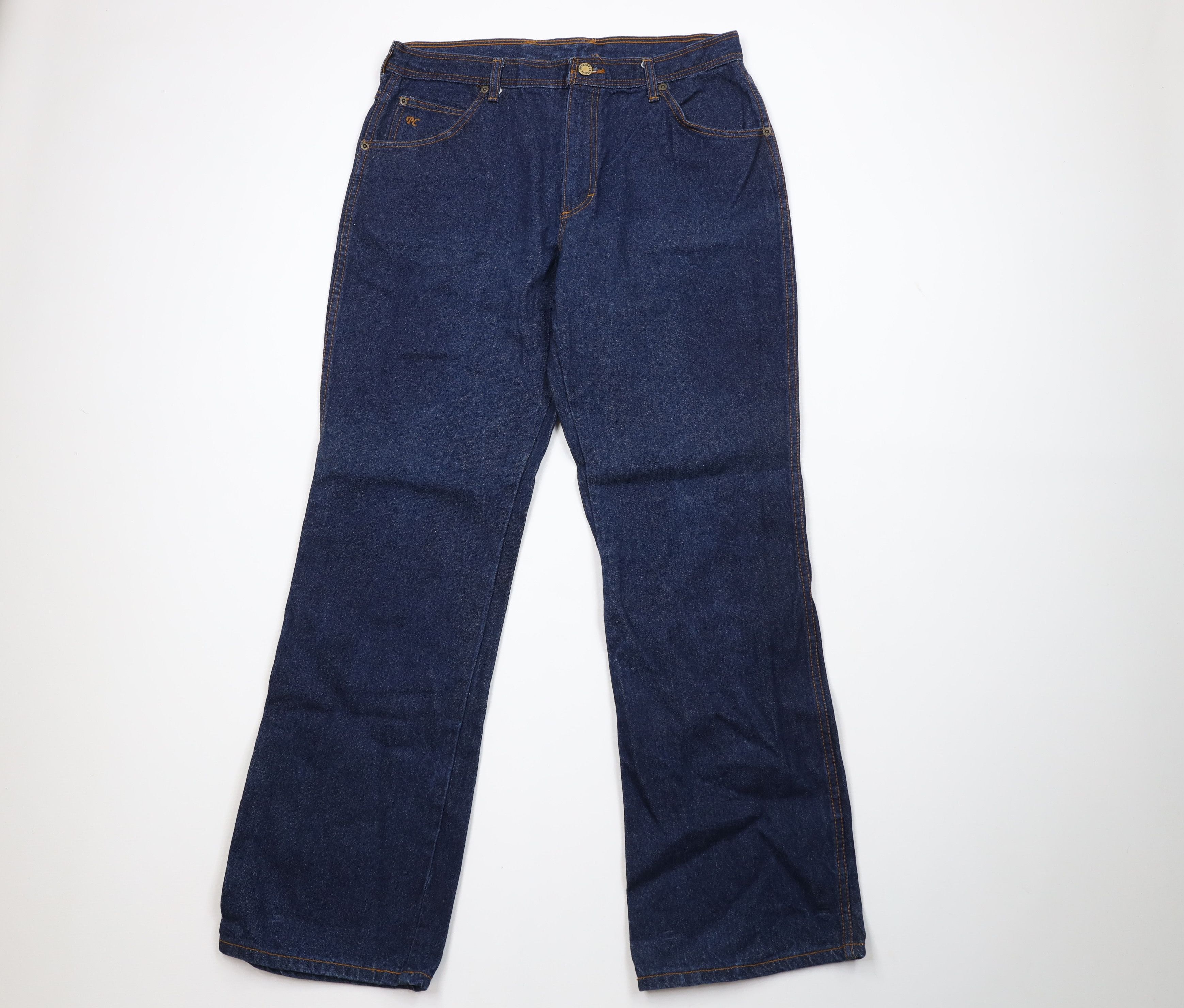 Vintage Vintage 70s Streetwear Flared Wide Leg Denim Jeans Blue USA Size US 34 / EU 50 - 1 Thumbnail