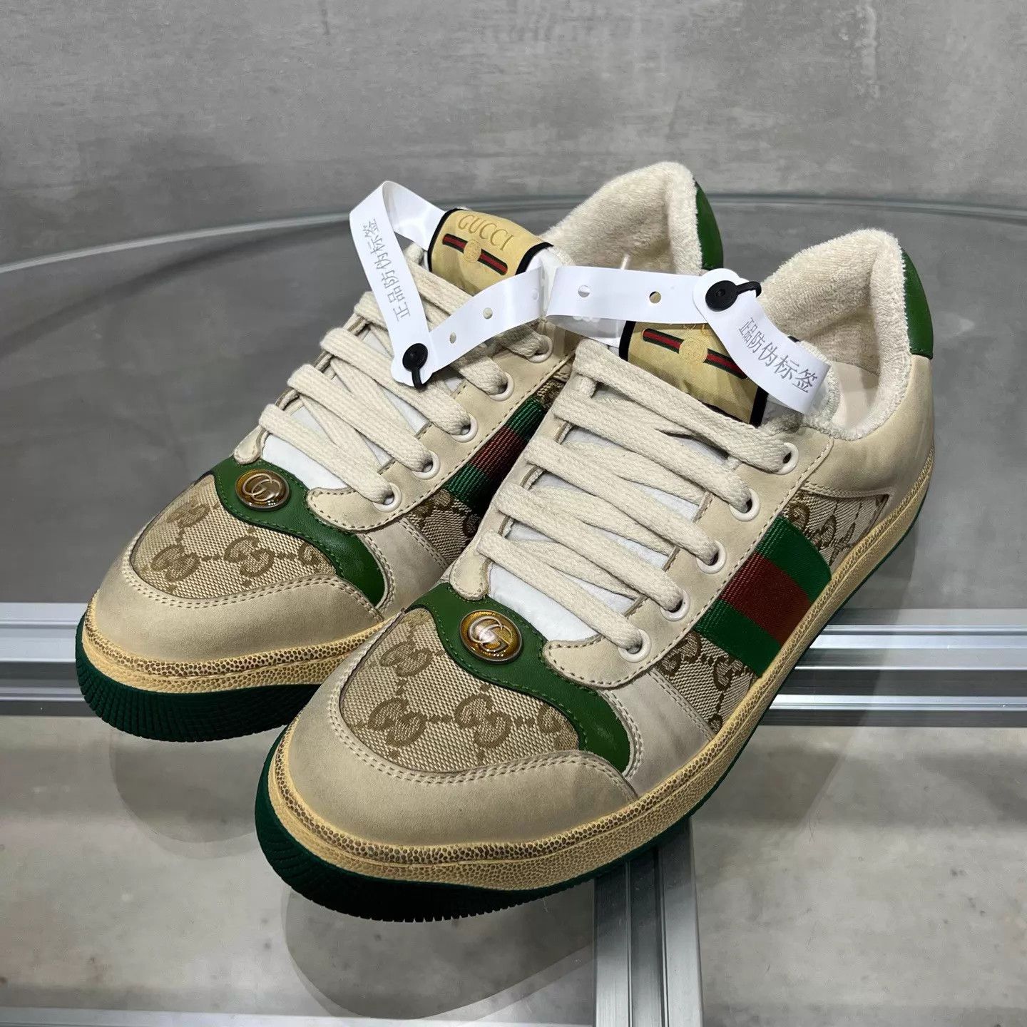 Gucci Gucci Ace Distressed GG Monogram Sneaker EU39 Size US 8.5 / IT 38.5 - 2 Thumbnail