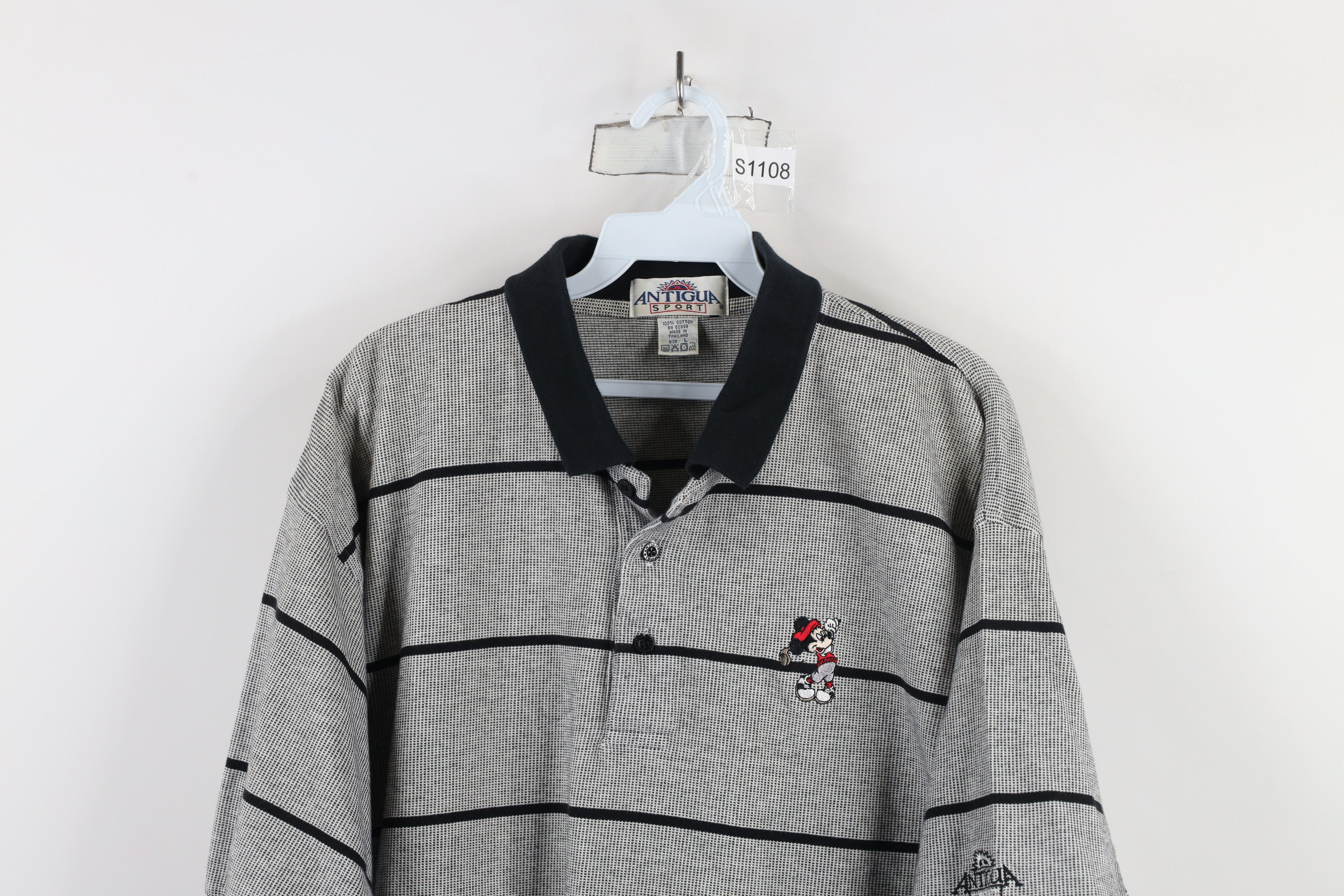 Vintage Vintage 90s Disney Striped Knit Mickey Mouse Golf Polo Shirt Size US L / EU 52-54 / 3 - 2 Thumbnail