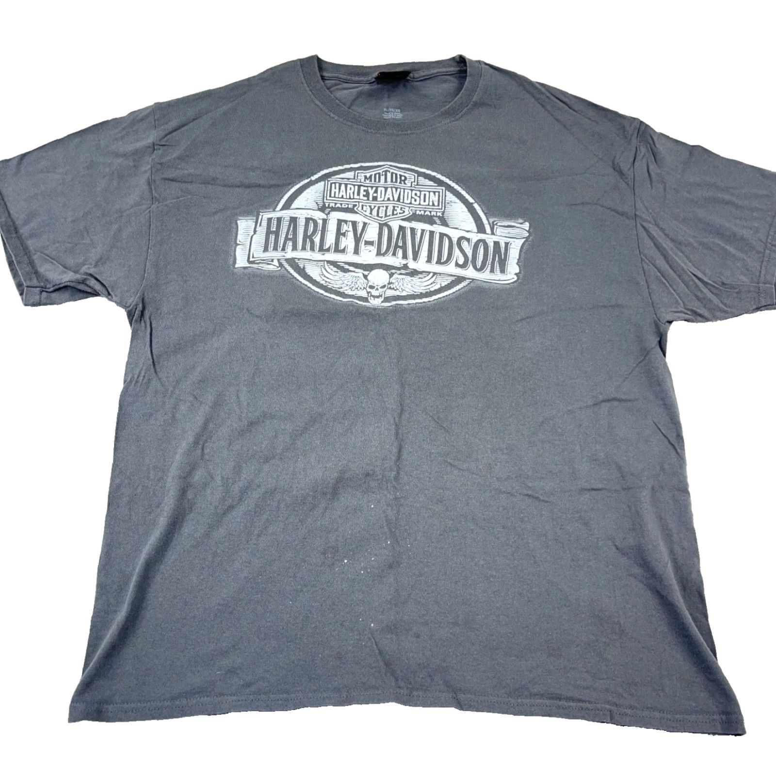 Harley Davidson Harley-Davidson Shirt Men XL Gray Tee Biker Retro Skull USA Flag Adult N89 Size US XL / EU 56 / 4 - 2 Thumbnail
