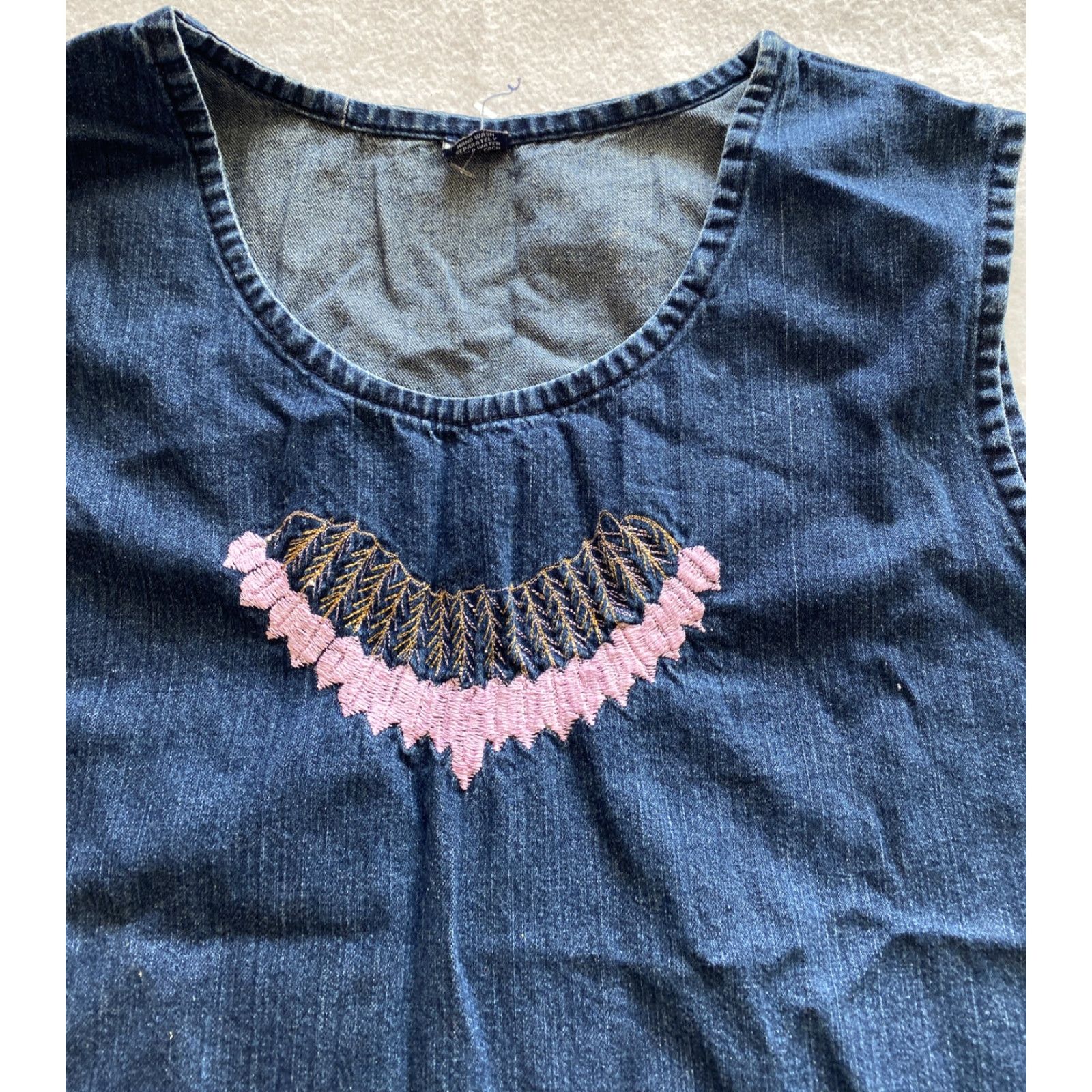 Denime Denim Tank Top Blue Raw Hemline Women's Juniors Size M Cropped Cotton Blend Fringe Tank Top Women M Blue Denim Size M / US 6-8 / IT 42-44 - 2 Thumbnail