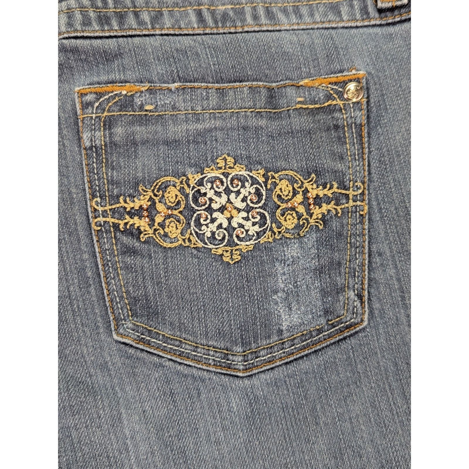 Other Vtg Candie's Y2K Embroidered Distressed Straight Jeans Sz 9 Size 33" - 14 Thumbnail