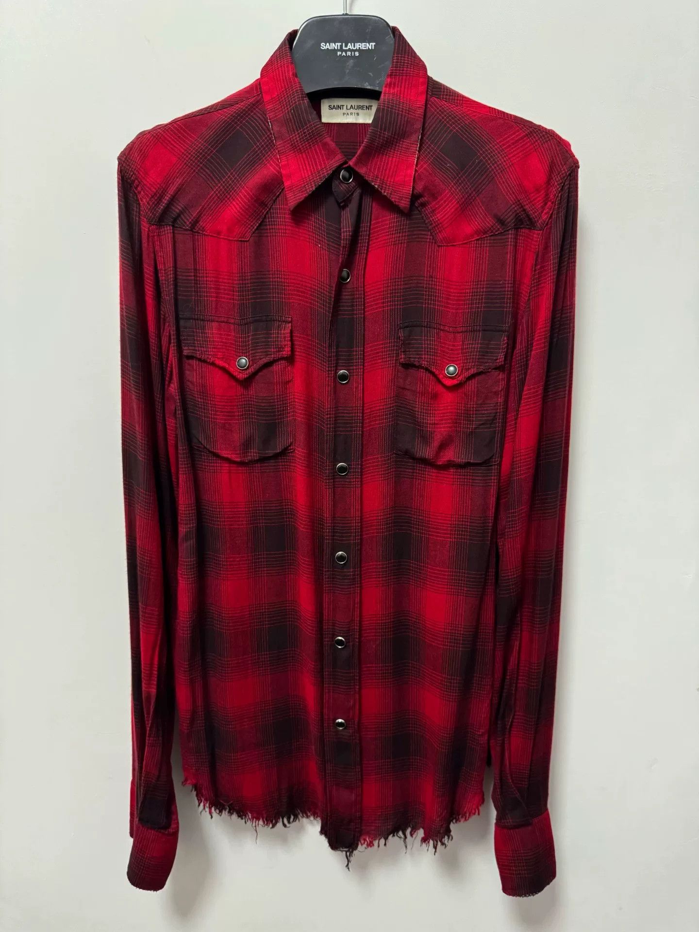 Saint Laurent Paris Saint Laurent Red Plaid Shirt Size US XS / EU 42 / 0 - 1 Thumbnail