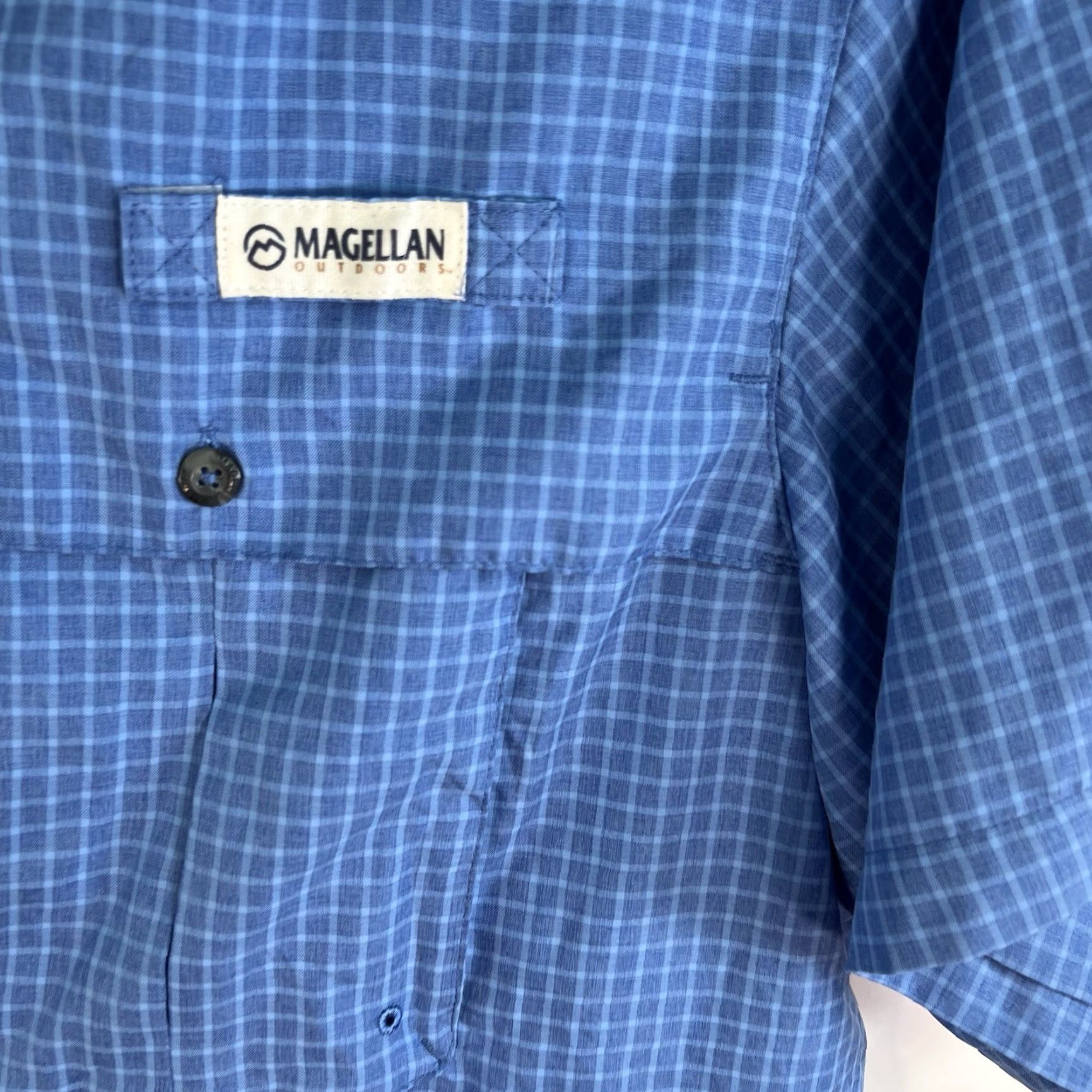 Vintage Magellan UPF30 Checked Relaxed Button-Up Shirt Mens SZ 3XL Blue Short Sleeve Size US XXL / EU 58 / 5 - 2 Thumbnail