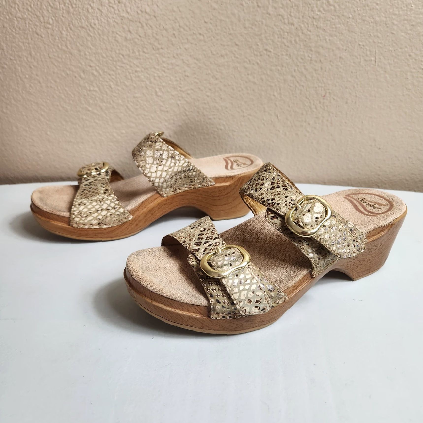 Dansko Dansko Womens Sandal |38| Sophie Beige Snakeskin Slip-On Open Toe Clog Sandals Size US 8 / IT 38 - 7 Thumbnail