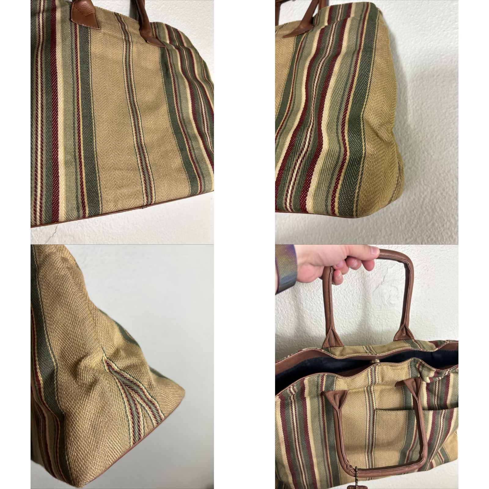 J. Jill J. Jill Tote Bag Multicolor Striped Canvas Leather 16x13x5 Womens Vacation Size ONE SIZE - 9 Thumbnail