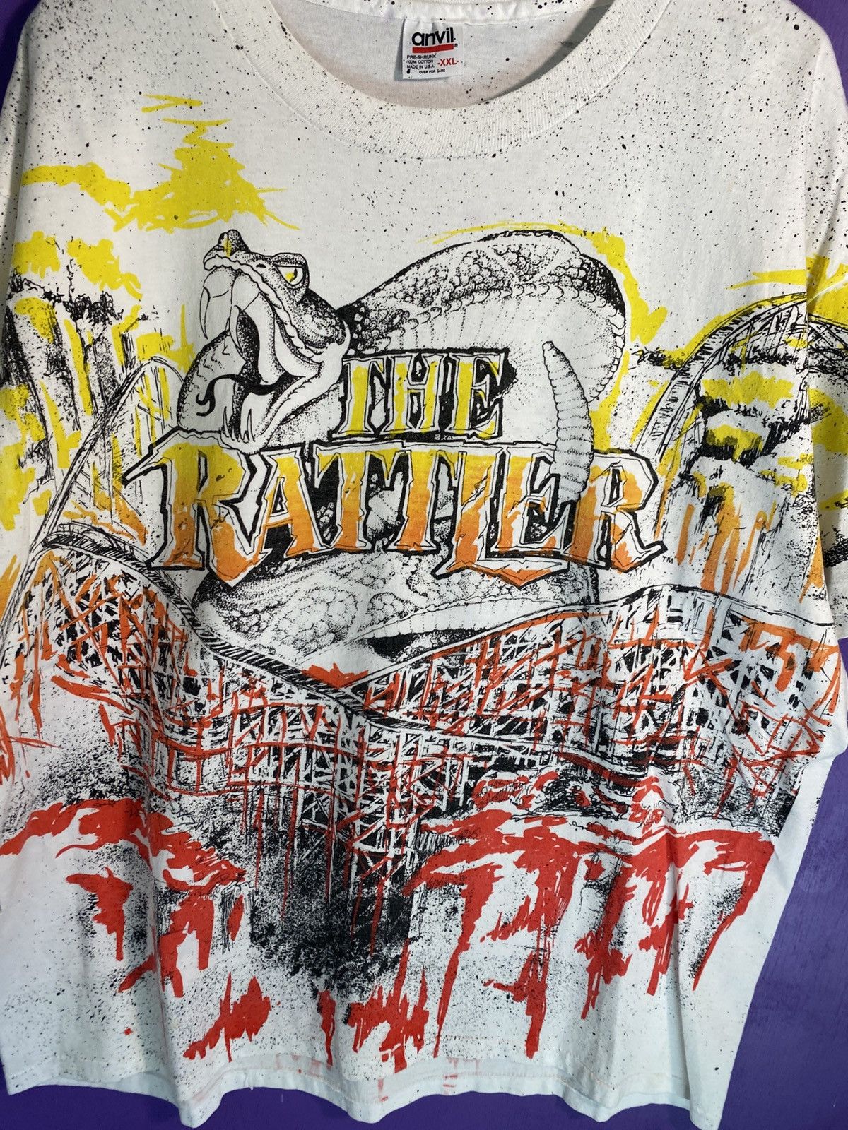 Other Vintage 90s Six flags fiesta texas the rattler AOP t-shirt Size US XXL / EU 58 / 5 - 3 Thumbnail