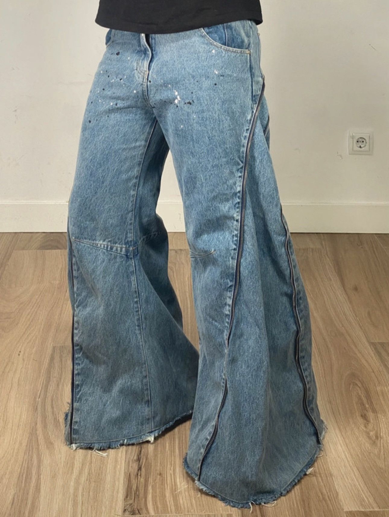 Japanese Brand Paynestar Heroin Zip Baggy Flared Denim Pants Bolan Size US 32 / EU 48 - 1 Thumbnail