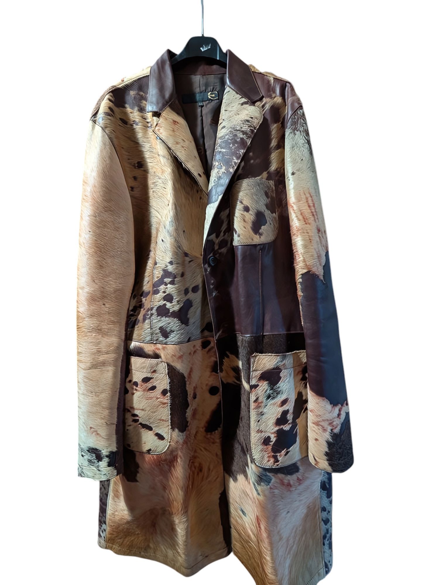 Roberto Cavalli PONY HAIR LONG LEATHER COAT Size US L / EU 52-54 / 3 - 2 Thumbnail
