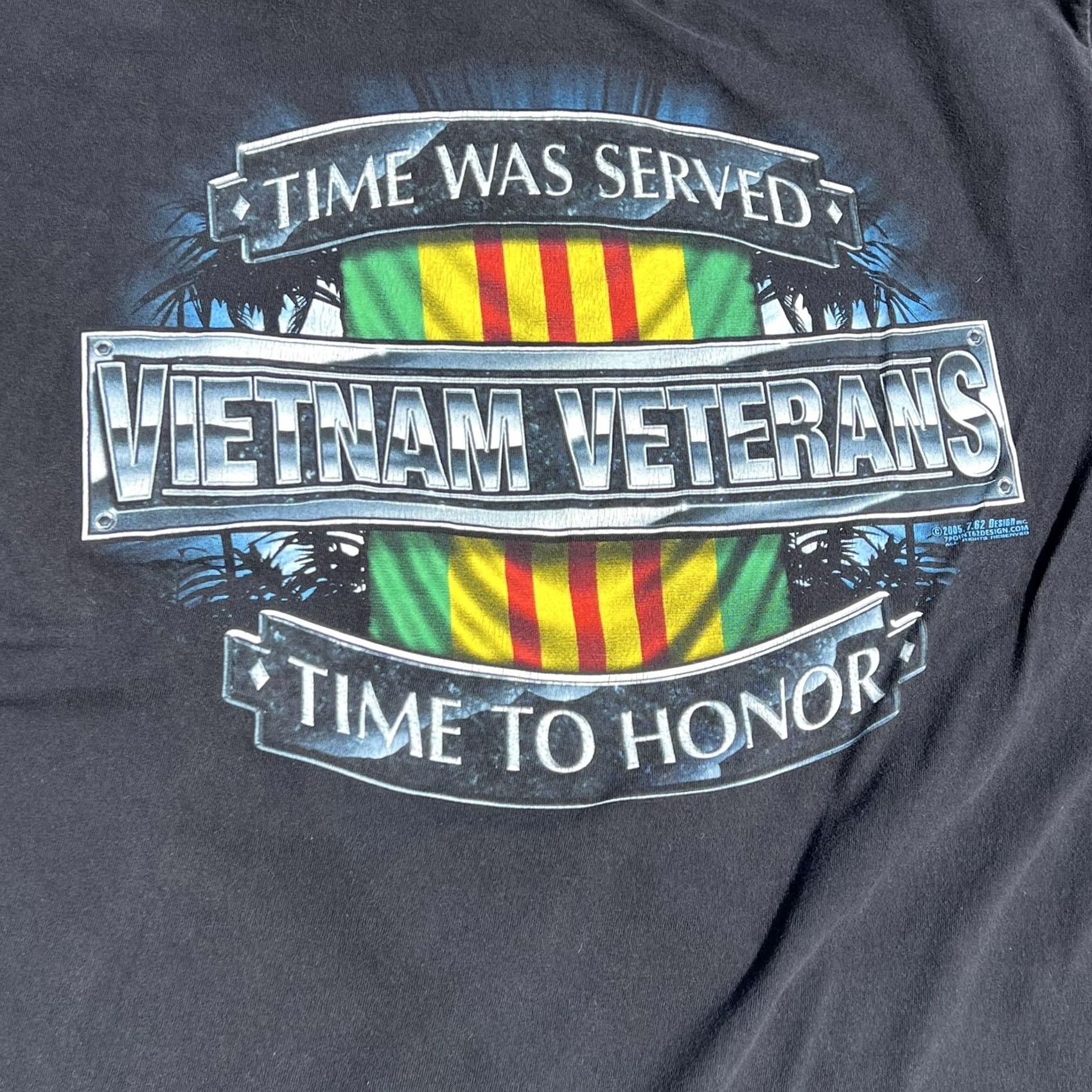 Vintage VINTAGE Men’s 2005 VIETNAM VETERAN Time Was Served Black Shirt L Mens T-Shirt Size US L / EU 52-54 / 3 - 4 Thumbnail