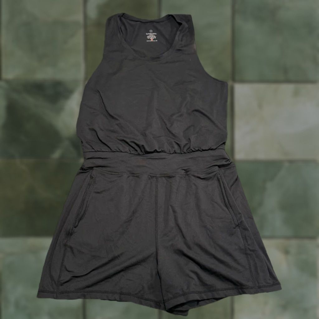 Sweaty Betty Romper Racerback Jumpsuit Adult Large Black Pockets Women