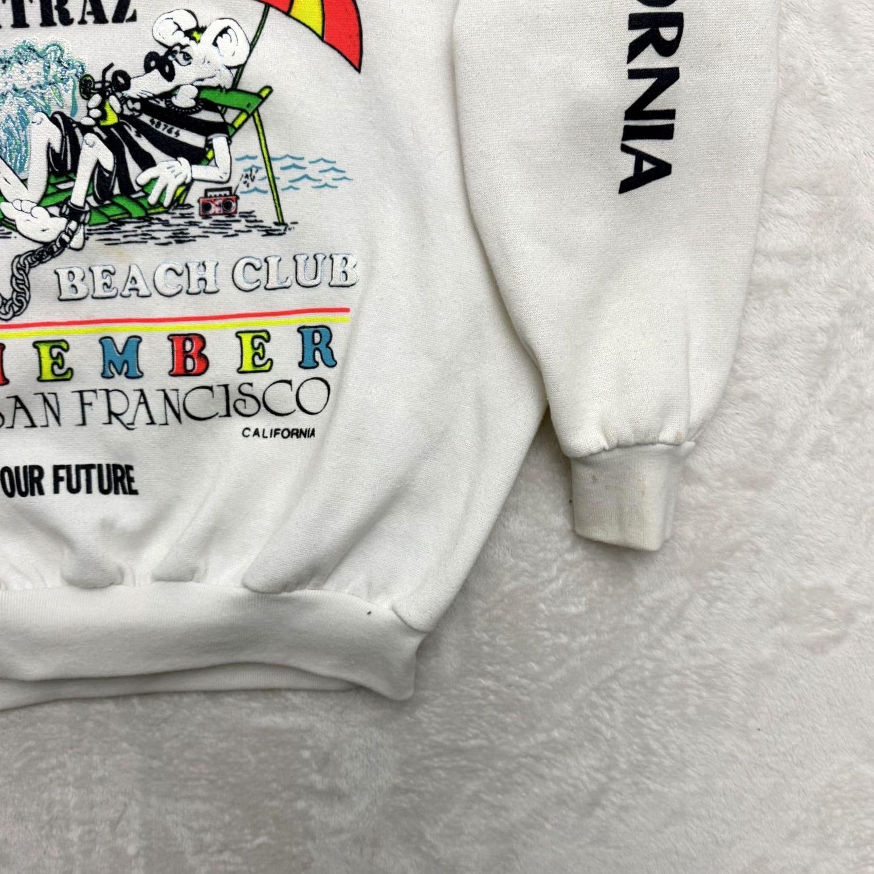 Vintage VINTAGE Jacoe Alcatraz Beach Club Sweatshirt 1/4 Zip Mens Large White Size US L / EU 52-54 / 3 - 4 Thumbnail