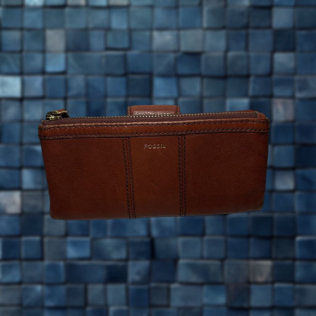 Fossil FOSSIL Wallet Clutch Bi-fold Brown Leather Credit Card Folding Women M 7.5x4 Size ONE SIZE - 1 Thumbnail