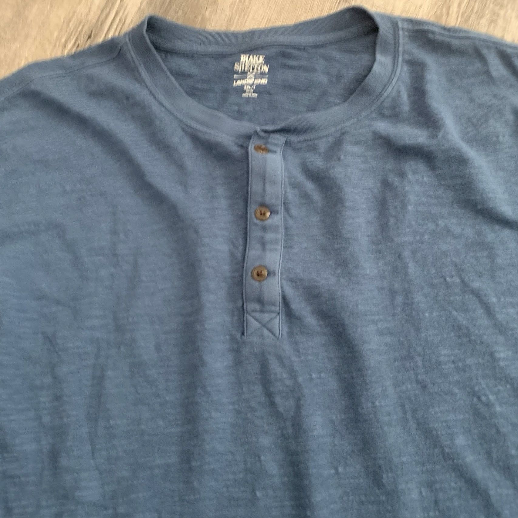 Lands' End Blake Shelton x Lands' End Henley T-Shirt Mens 3XLT Long Sleeve Slub 100% Cotton Blue Size US XXL / EU 58 / 5 - 6 Thumbnail
