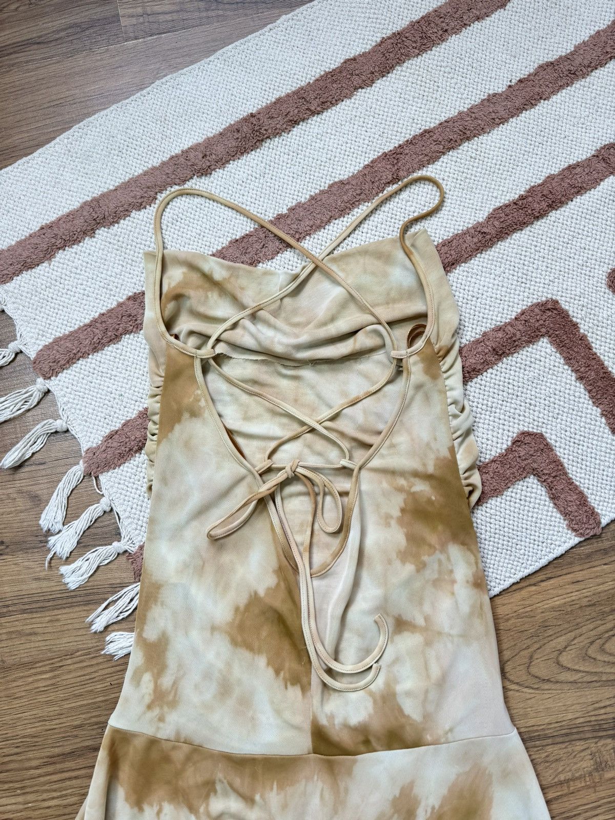 Japanese Brand VINTAGE TIE MESH DRAPERY PLEATED DRESS Size XS / US 0-2 / IT 36-38 - 7 Thumbnail