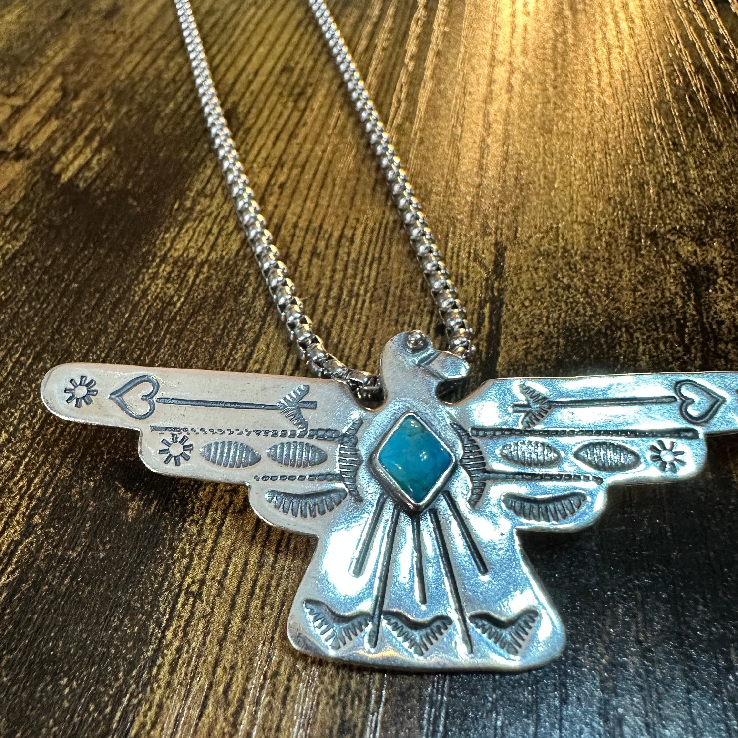 Other Native American Handcrafted Thunderbird Turquoise and Silver Size ONE SIZE - 1 Thumbnail